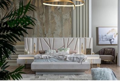 Schlafzimmer Set Luxus Komplettes Bett + 2x Nachttische 3tlg. Modern Set