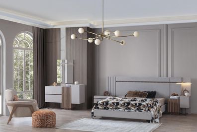 Schlafzimmer Set Luxus Komplettes Bett + 2x Nachttische 3tlg. Modern Set Neu