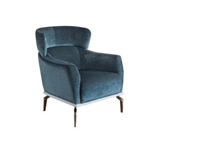 Design Sessel Modern Blau farbe Wohnzimmer Sitzmöbel Textil Luxus Möbel
