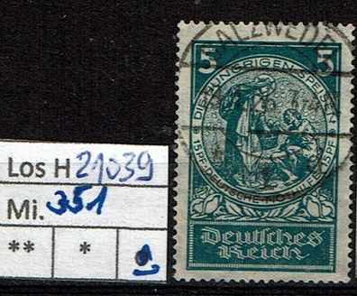 Los H21039: Deutsches Reich Mi. 351, gest.