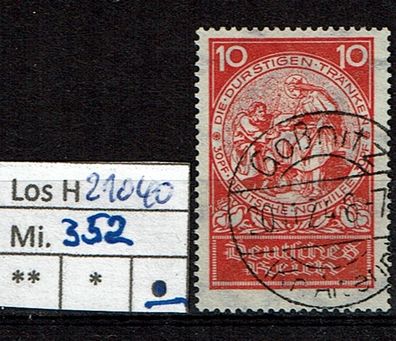 Los H21040: Deutsches Reich Mi. 352, gest.