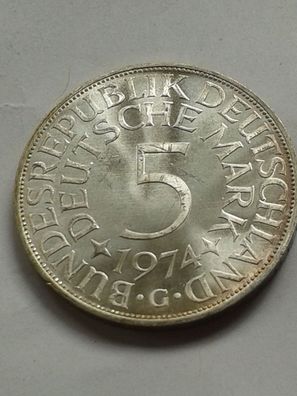 5 Mark 1974 G Heiermann 11,2g 625er Silber Silberadler Deutschland bankfrisch