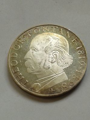 5 Mark 1969 Fontane Deutschland Theodor Fontane bankfrisch-st - Silber