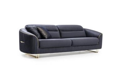 Sofa 3 Sitzer Polstersofa blau Textil Sitz Design Couch Modern Neu