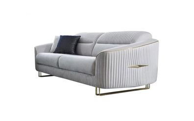 Sofa 3 Sitzer Polstersofa weiß Textil Sitz Design Couch Modern Neu