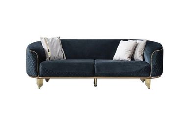 Modern Neu Sofa 3 Sitzer Polstersofa Blau Textil Sitz Design Couch