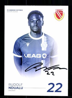 Rudolf Ndualu Autogrammkarte Energie Cottbus 2023-24 Original Signiert