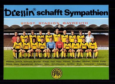 Original Mannschaftskarte SpVgg Bayreuth 1977-78 ohne Unterschrift