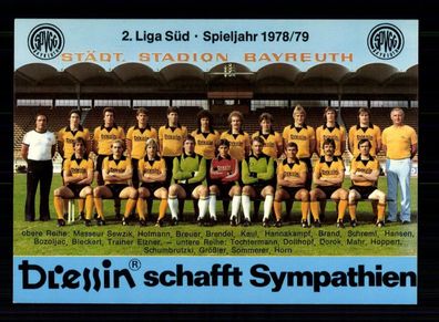 Original Mannschaftskarte SpVgg Bayreuth 1978-79 ohne Unterschrift