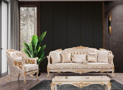 Luxus Chesterfield Sofagarnitur 3 + 1Sitzer Klassische Sofa Barock Polster Sitz