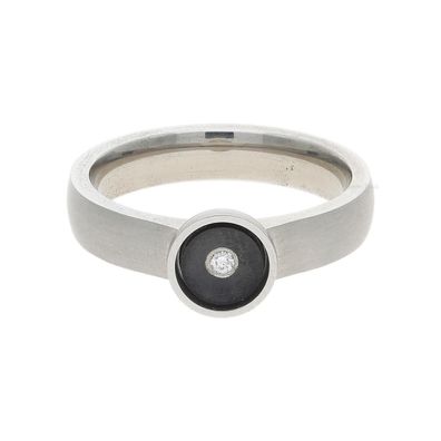 Ernstes Design Ring R522 Edelstahl mit Brillant - Größe: 54