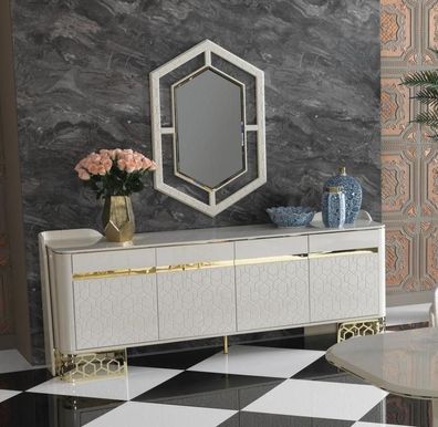 Sideboard Luxus Modernen Design Wohnzimmer Hochwertig Möbel Kommode Spiegel 2tlg