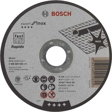 Bosch Trennscheibe AS 60 T INOX BF 125 mm x 1 mm Expert for Metal Inox Rapidol #1
