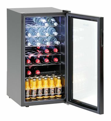 Glastürkühlschrank Kühlschrank Minikühlschrank Flaschenkühlschrank schwarz 88 Li