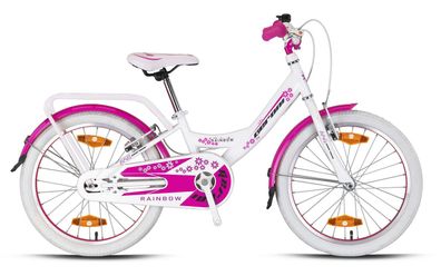 20 Zoll Fahrrad Kinderfahrrad Mädchen Rad mit Rücktrittbremse Weiss-Pink Neu -081