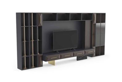 Luxuriös Wohnwand Wohnzimmer Möbel Holz TV Ständer Moderne Design neu