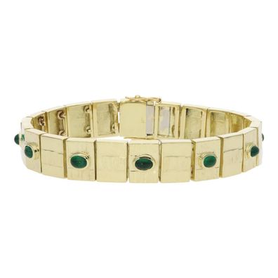 Armband 585/000 (14 Karat) Gold mit Smaragd Handarbeit getragen 25320916...