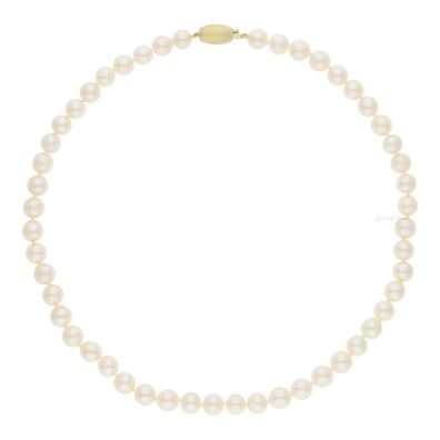 Perlenkette 585/000 (14 Karat) Gelbgold mit Akoya Zuchtperle, getragen ...