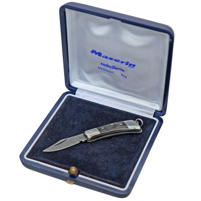 Maserin Mini-Taschenmesser Damast Klinge mit Schlüsselanhänger, Griff aus Carbonfiber