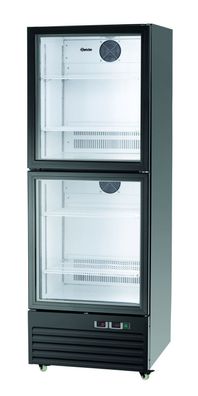 Glastürkühlschrank Glastür Tiefkühlschrank black schwarz mit 4 Rollen TK Schrank