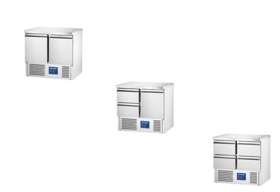 Edelstahlkühlschrank Kühltisch Varianten mit Schubladen und Türen Breite: 900 mm