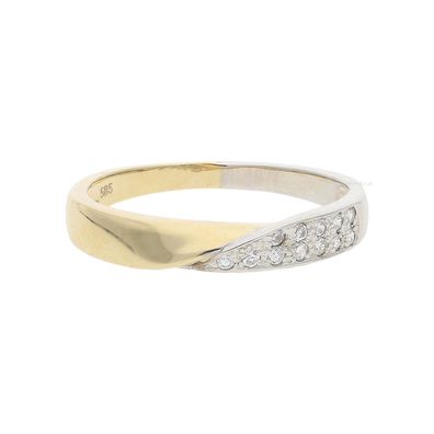Ring 585/000 (14 Karat) Weiß- & Gelbgold mit synth Zirkonia getragen ...