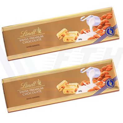 Lindt Weisse Mandel Swiss Premium Schokolade White Almond choclate 2x 300g