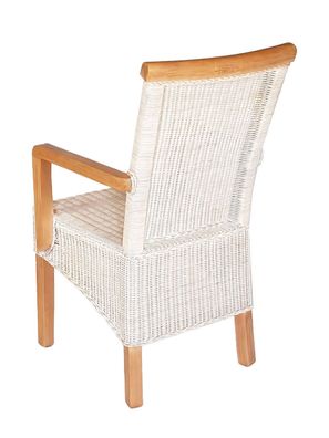 Esszimmer Stühle Set mit Armlehnen 4 Stück Rattanstühle Stuhl weiß Perth Sessel ...