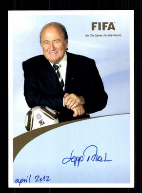 Sepp Blatter FIFA Präsident Autogrammkarte Original Signiert + A 229389