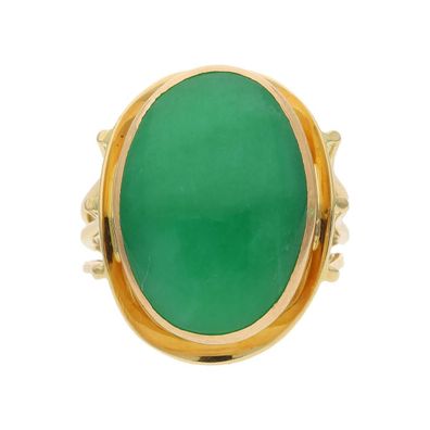 Ring 750/000 (18 Karat) Gelbgold mit Jade, Handarbeit, getragen 25322743...