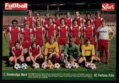 Fortuna Köln Fußball Woche Mannschaftsbild 1976-1977 Ohne Unterschrift + G 39480