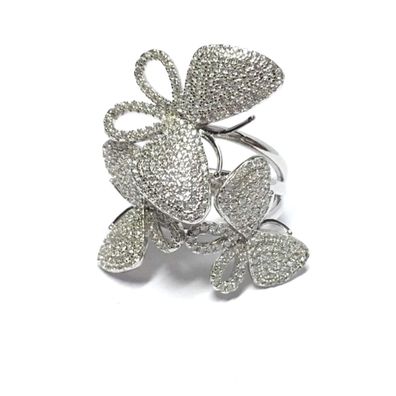 Ring 925/ - Sterling Silber rhodiniert Schmetterlinge Silberring Schmuckring #60