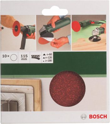 Bosch Schleifblätter 10 Stück, Ø 115 mm, Körnung 60/120/180 Winkelschleifer Bohrm...