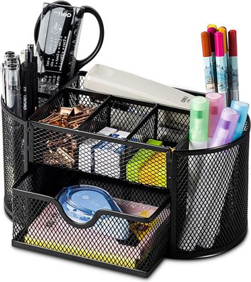 Mesh-Schreibtisch-Organizer, Büro-Desktop-Organizer mit Schublade, Stil: 8 Fächer;