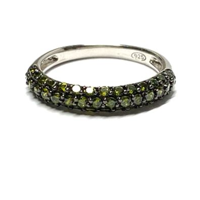 Bandring 925/ - Silber rhodiniert Zirkonia grün Silberring Ring #51