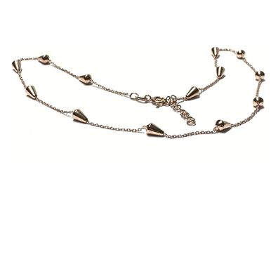 Collier 925 Silber rosévergoldet Glanz Tropfen Silberkette Halskette 43-46cm