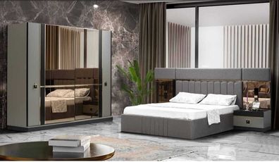 Bett Nachttisch Kleiderschrank 4tlg Schlafzimmer Set Design Luxus Neu