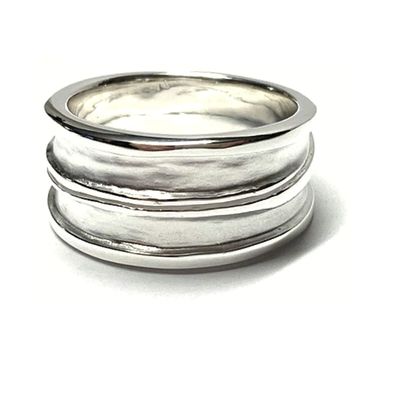 Silberring 925 teilweise matt breit asymmetrisch Bandring Fingerirng #61
