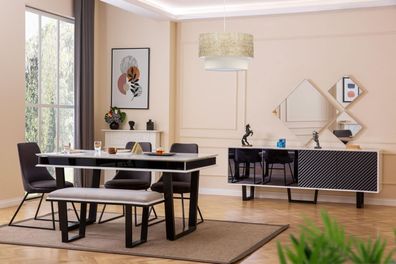 Designer Esszimmer Set 10tlg Luxus Möbel stilvoll Essgruppe Anrichte