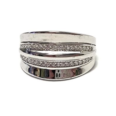 Ring 925 Silber rhod Zirkonias poliert einfarbig Silberring Übergröße #68