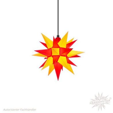 Herrnhuter Stern, SET Stern + Kabel, Außen, 40cm, Gelb-Rot, Adventsstern, Weihnachten
