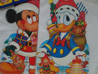 ALT Hampelmann Karte Kuvert Weihnachten Diney Micky Maus Donald Duck Gemo Dänemark