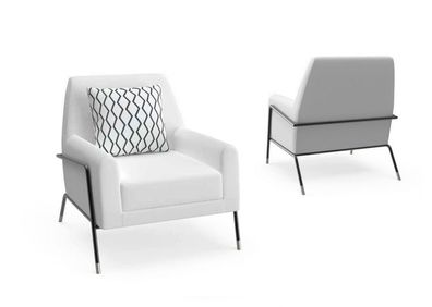 Designer Sessel Wohnzimmer Möbel Einrichtung weiß Textil Fernsehsessel Lounge