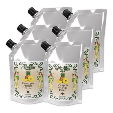 Vitaveggy ANANAS-PÜREE 6x1kg - aus gereifter Ananas - für Cocktail Smoothie Saft uvm.