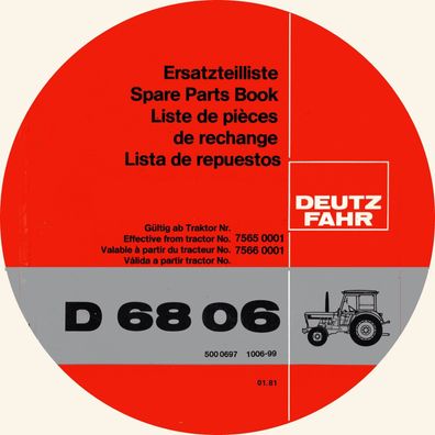 Ersatzteilliste für den Deutz Fahr Traktor D 6806 Deutsch