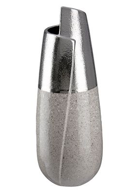 Gilde Vase mit Cut "Marmo" grau/ silberfarben H: 28 cm B: 12.50 cm T: 12.50cm 47427