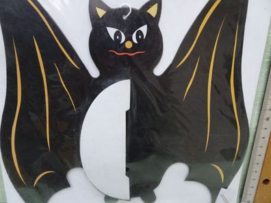 alte Hänge-Deko Halloween Fledermaus mit Papierrrose / Bauch OVP ca 22,5x24cm