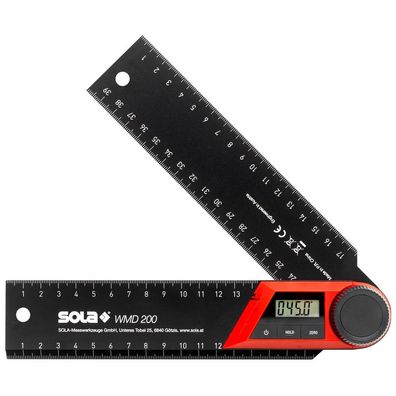 Sola Winkelmesser Messer Digital elektronisch verstellbar 270Grad Lineal WMD 200