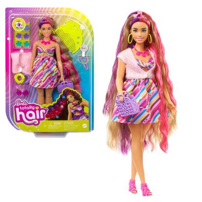 Totally Hair Barbie im farbenfrohen Blumenkleid | Spielset mit Puppe