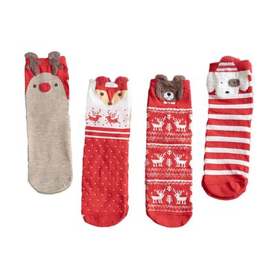 Heikoeco® 4 Paar Weiche, Bequeme Socken Mit Weihnachtsdruck Für Weihnachtsgeschenk